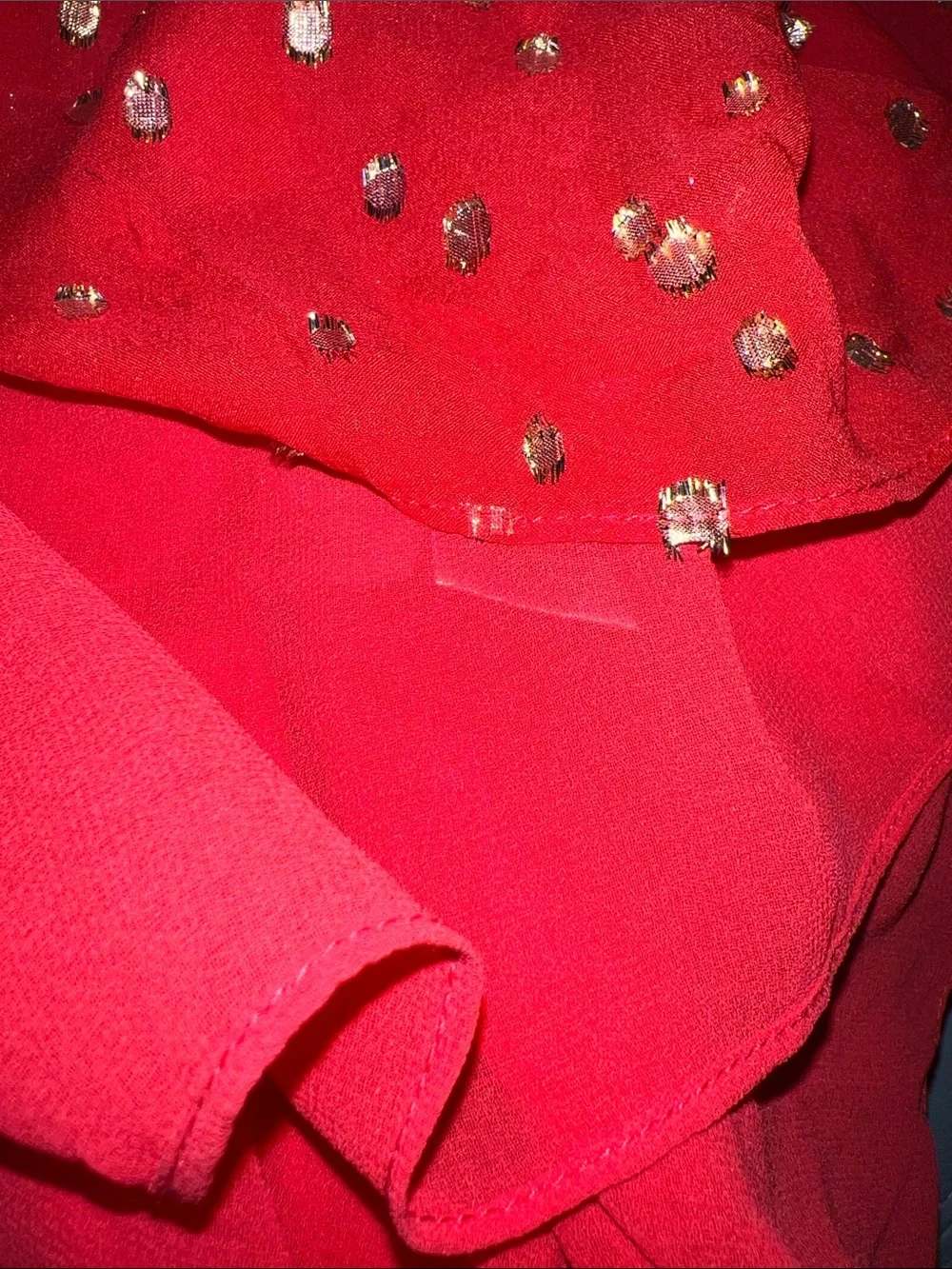 Lilly Pulitzer silk Idina ruby Red Polka Dot Puff Sleeve Blouse size Small